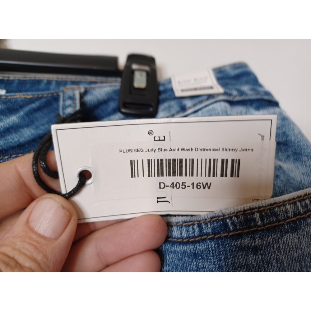 Judy Blue Skinny Fit High Waist Jeans Raw Hem Distressed 16W 34X27 - Picture 5 of 10